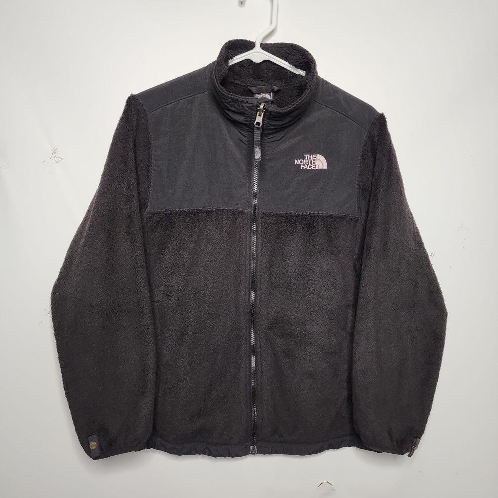 The North Face Jacket Girls/Youth XL (18) Black Fleece Full Zip Pockets Logo
